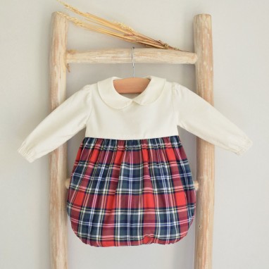 Plaid Romper with Peter Pan Collar