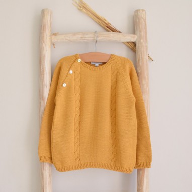 Mustard Knitted Cable Sweater