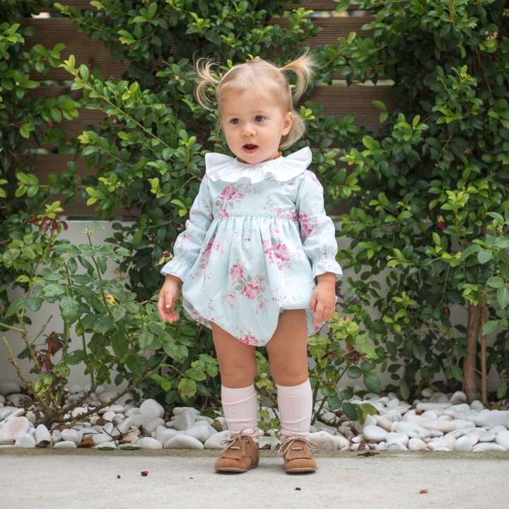 Floral Romper with frilly collar