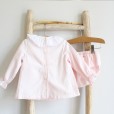 Pink Short Dress with collar and Bloomers