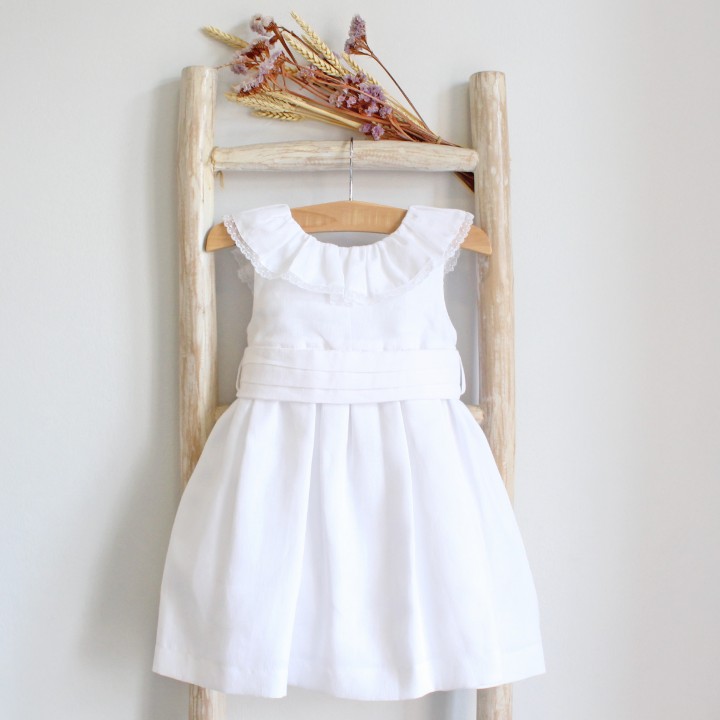 Linen Dress with white sash