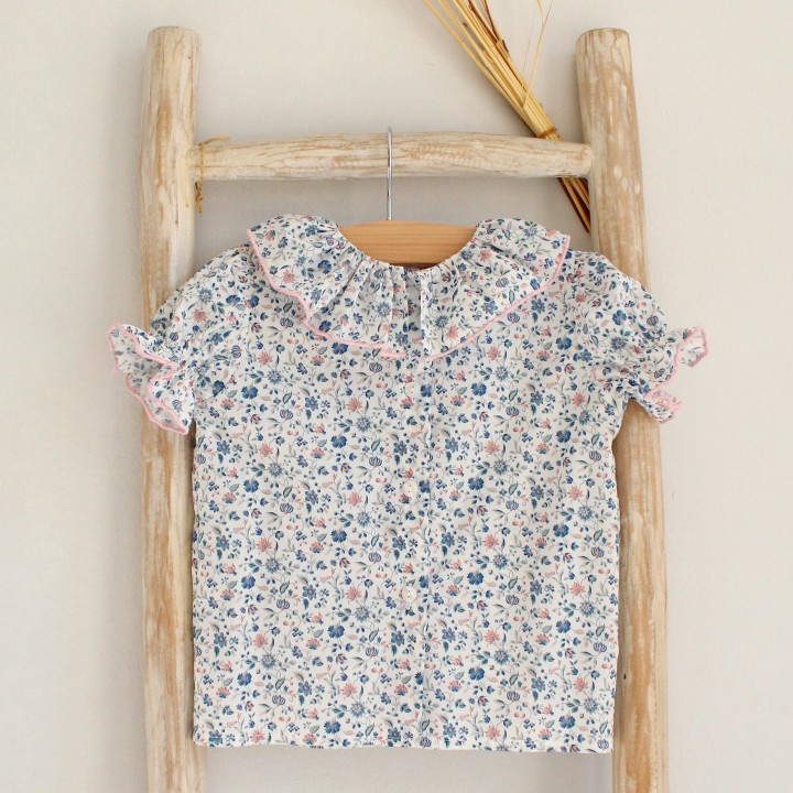 Liberty Floral shirt with frilly collar 