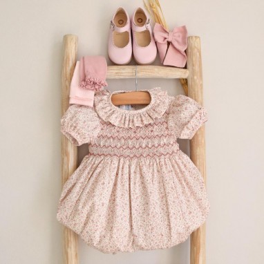 Floral Hand smocked romper