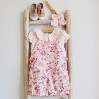 Pink Shortalls with Roses