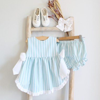 Stripes Short Dress and Bloomers