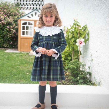 Smocked collar plaid  Dress