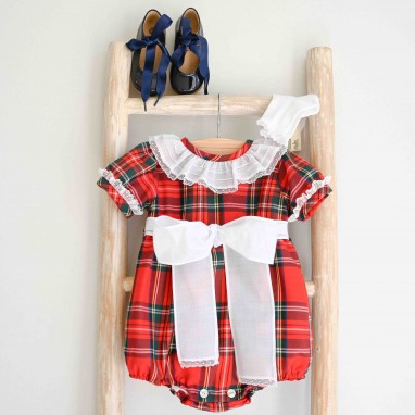 Plaid Romper with bow