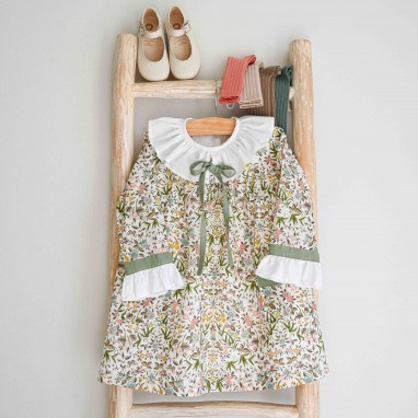 Liberty floral dress with frilly collar