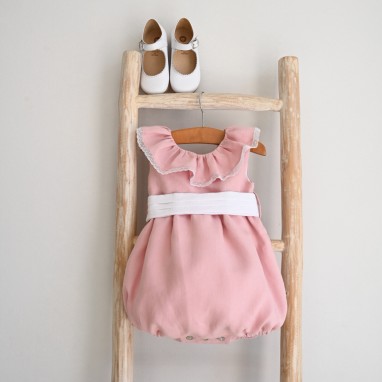 Dusky Pink linen romper