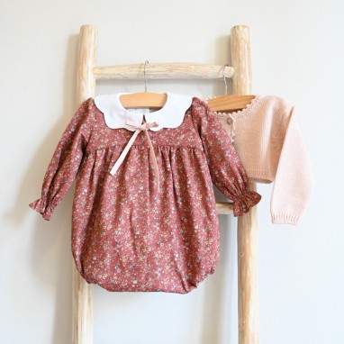 Floral Romper with collar and bow