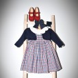 Sleeveless Plaid Dress with bow at the back