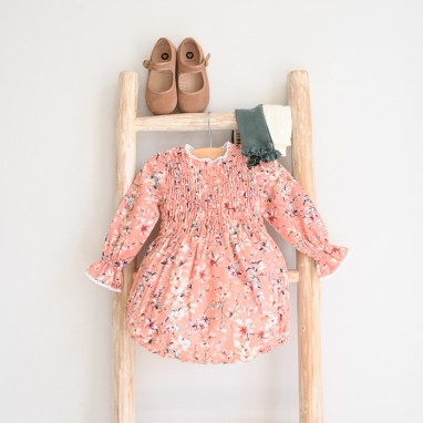 Floral Long Sleeved  Romper with lace details
