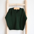 Bottle Green Knitted Sweater with a V neckline
