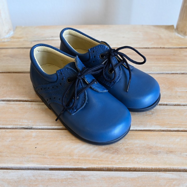 Royal Blue  Boys Lace Up Leather Shoes