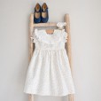 Little Dots Linen Dress with smocked collar