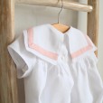 Sailor Dress with pink little bow and short sleeves