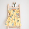 Yellow floral  Dress with ruffle on chest