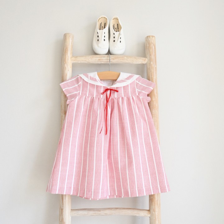 Red and white stripes Sailor Dress