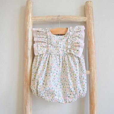 Floral Romper with side ruffles