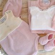 knitted romper Ivory and Pink
