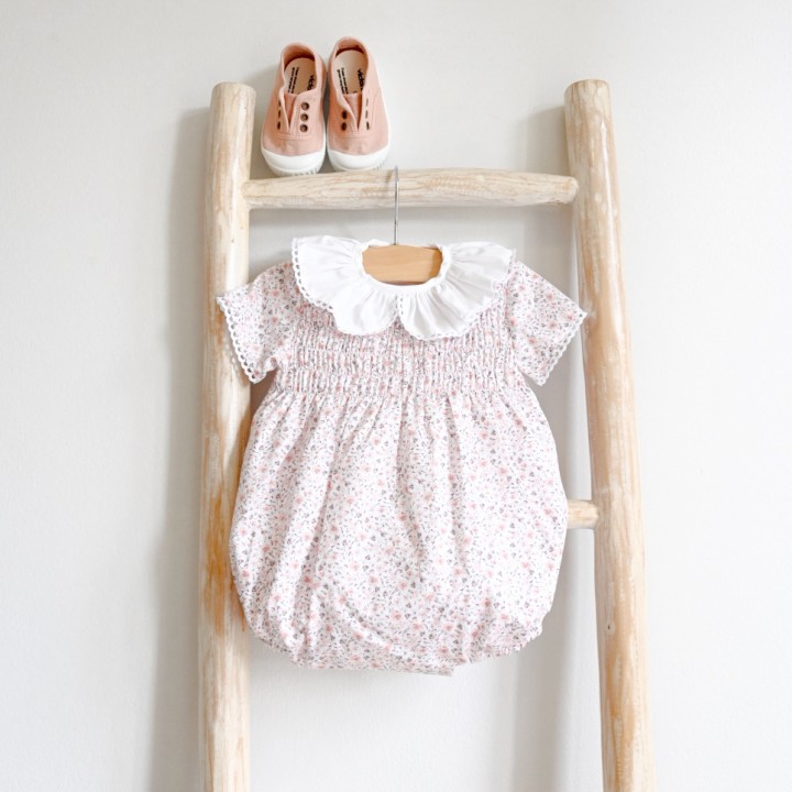 Floral Romper with frilly collar