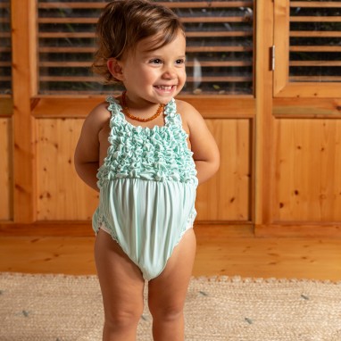 Green Stripes Baby Swimsuit