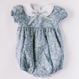 Liberty floral Romper with double collar and little bow