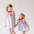 Blue Vichy Set with red bow