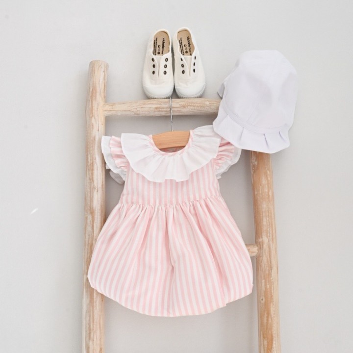 Pink and white stripes  Romper 