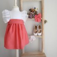 Linen Dress with Coral skirt
