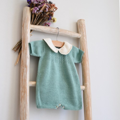Green romper with collar