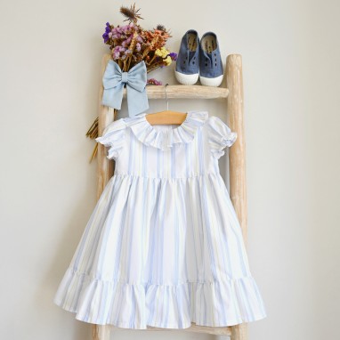 Blue Stripes  dress with collar 