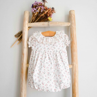 Floral Romper with ruffle collar