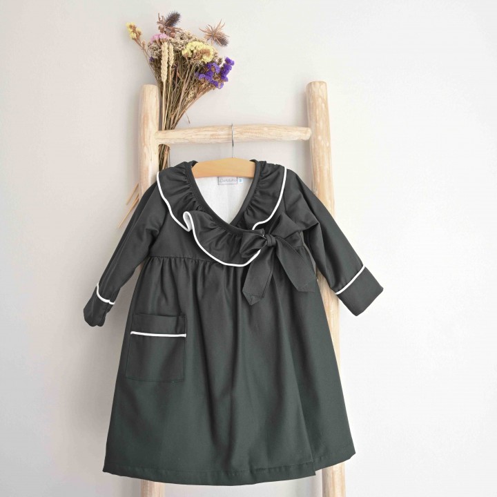 Robe menina  Verde Garrafa com vivos