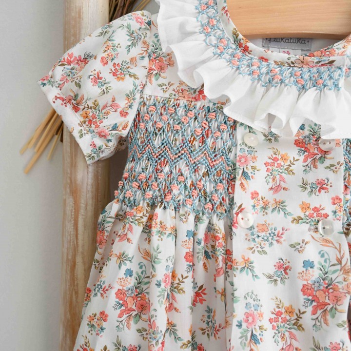 Vestido Flores  Bordado  mo com Favos