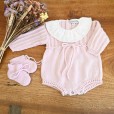 Knitted romper with collar