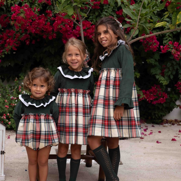 Tartan Dress with Corduroy top