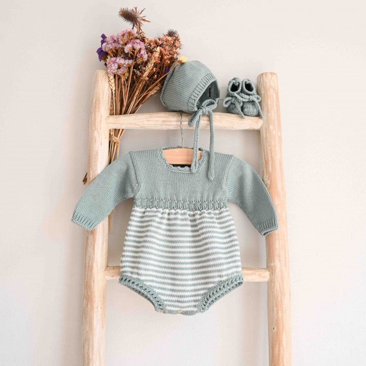 Green Stripes Knitted romper