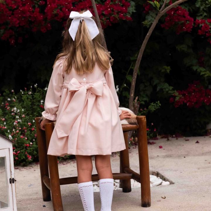 Pale Pink Dress with lace trim collar