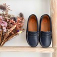 Navy Leather Mocassins