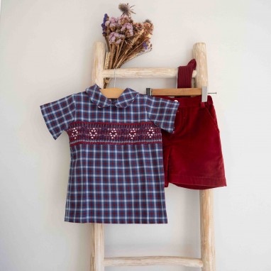 Plaid Hand embroidered shirt